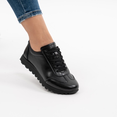 Pantofi Casual Piele Naturala Negru F002-642