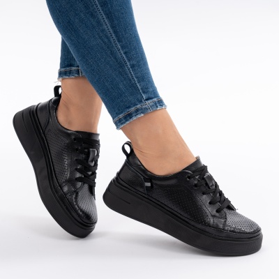 Pantofi Casual Piele Naturala Negru JY-3285
