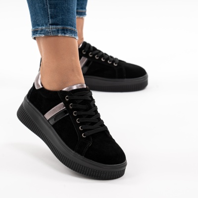 Pantofi Casual Piele Naturala Negru Sued F001-971