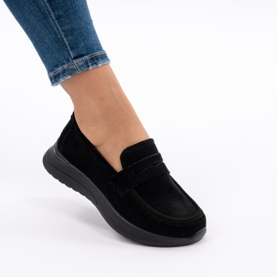 Pantofi Casual Piele Naturala Negru T-2810