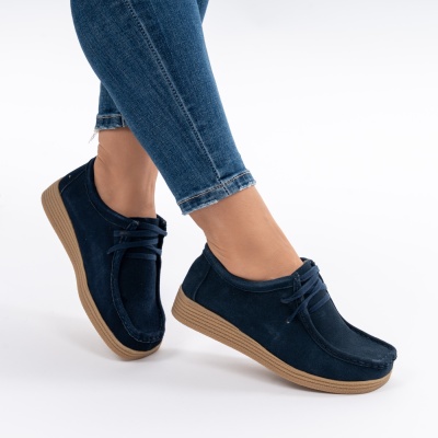 Pantofi Casual Piele Naturala NT1307 Albastri