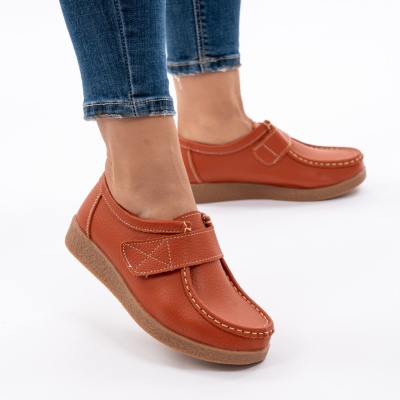 Pantofi Casual Piele Naturala Orange WK 213C