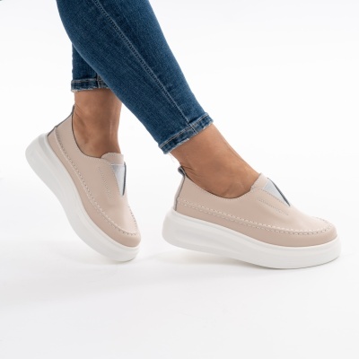 Pantofi Casual Piele Naturala Pink T6060