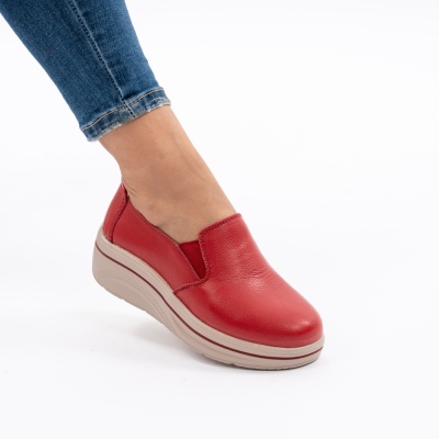 Pantofi Casual Piele Naturala Rosu 1160