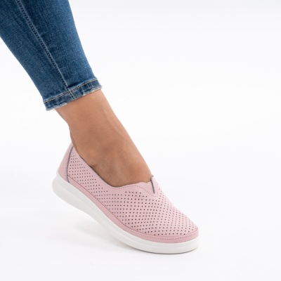 Pantofi Casual Piele Naturala Roz 601
