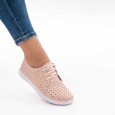 Pantofi Casual Piele Naturala Roz 605