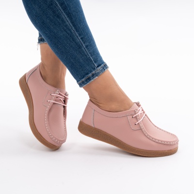 Pantofi Casual Piele Naturala Roz WK 212C