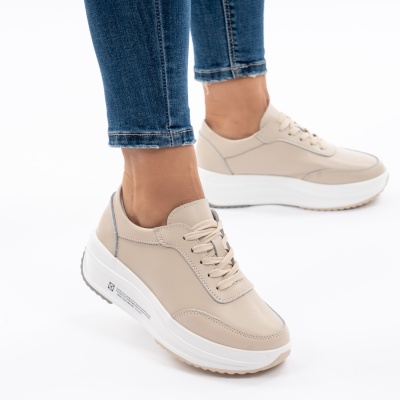 Pantofi Casual Piele Naturala T-7100 Bej