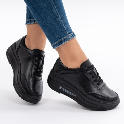 Pantofi Casual Piele Naturala T-7100 Black