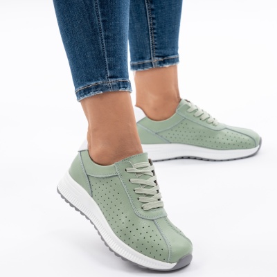 Pantofi Casual Piele Naturala Verde 523