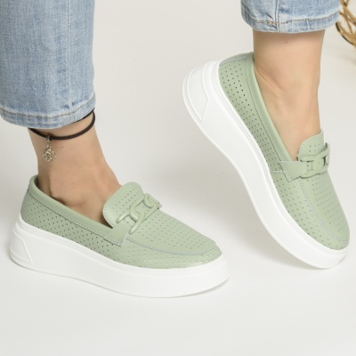 Pantofi Casual Piele Naturala Verde AN2771