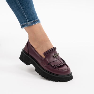 Pantofi Casual Piele Naturala Vișiniu AN632