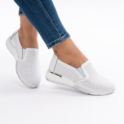 Pantofi Dama Piele Naturala Albi 6212