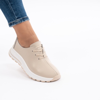 Pantofi Dama Piele Naturala Bej T-5931