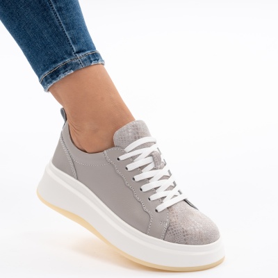 Pantofi Dama Piele Naturala GRI F002-275