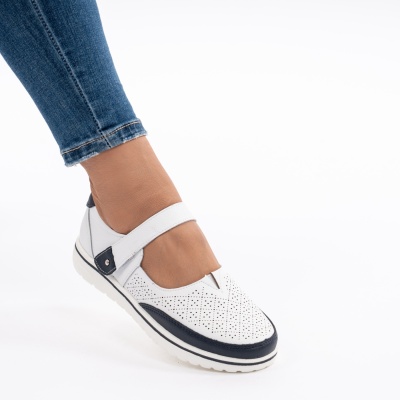 Pantofi Din Piele Naturala Alb 1260-9