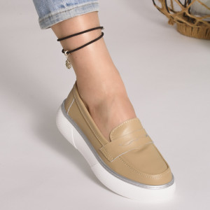 Pantofi Piele Naturala Bej A2318