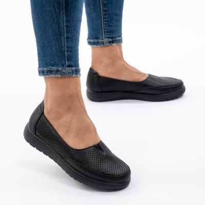 Pantofi Piele Naturala Negri Super Usor F2314
