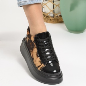 Pantofi  Piele Naturala Negru Shiny 88456