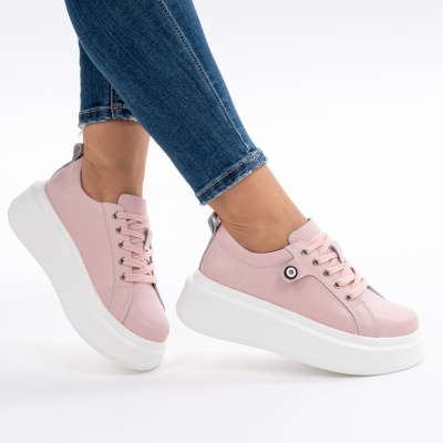 Pantofi Piele Naturala Roz 881