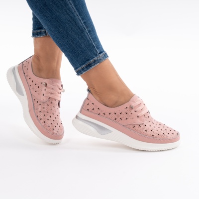 Pantofi Piele Naturala Roz A096