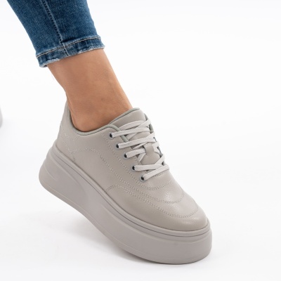 Pantofi Piele Naturala Talpa Comoda Gri AN2528