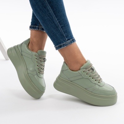 Pantofi Piele Naturala Talpa Comoda Verde AN2529