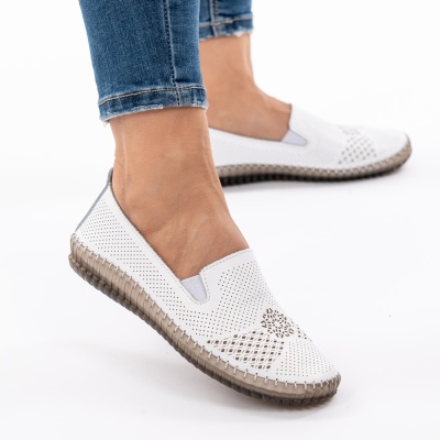 Pantofi Piele Naturala Talpa Flexibila AN223 Alb