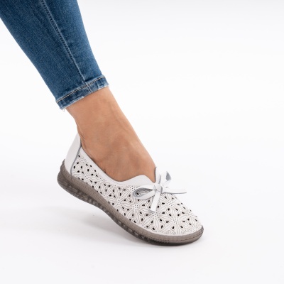 Pantofi Piele Naturala Talpa Flexibila AN666 Alb