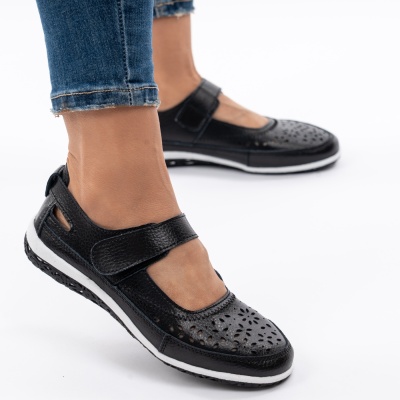 Pantofi Piele Tip Sandale Naturala Cu Bareta Negru MM265