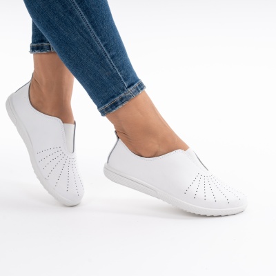 Pantofi Sport Piele Naturala 72-06 Alb