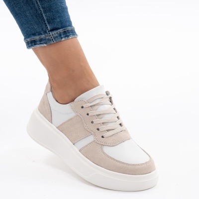 Pantofi Sport Piele Naturala Bej AN2310