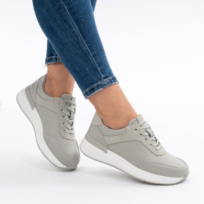 Pantofi Sport Piele Naturala Verde F001-948