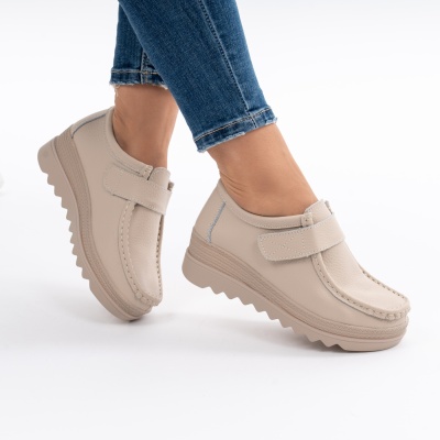 Pantofi Talpa Comoda Piele Naturala MM218 Bej