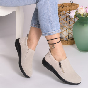 Pantofi Talpa Flexibila Piele Naturala Intoarsa T-3100 Bej