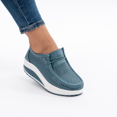 Pantofi Talpa Ortopedica Piele Naturala A525 Blue