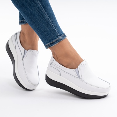 Pantofi Talpa Ortopedica Piele Naturala Alb 1158