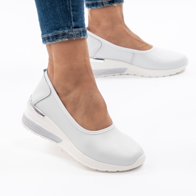 Pantofi Talpa Ortopedica Piele Naturala Alb AW175