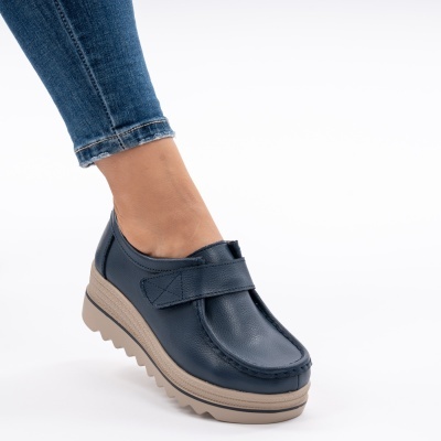 Pantofi Talpa Ortopedica Piele Naturala Albastru 1-1150