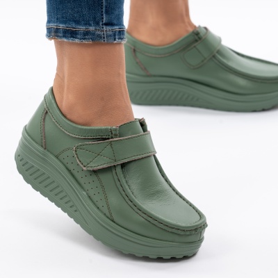 Pantofi Talpa Ortopedica Piele Naturala AN333 Verde