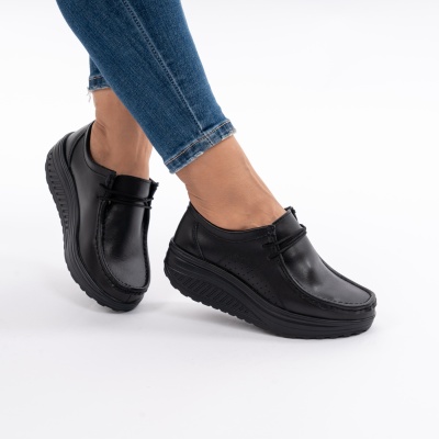 Pantofi Talpa Ortopedica Piele Naturala AN388 Negri