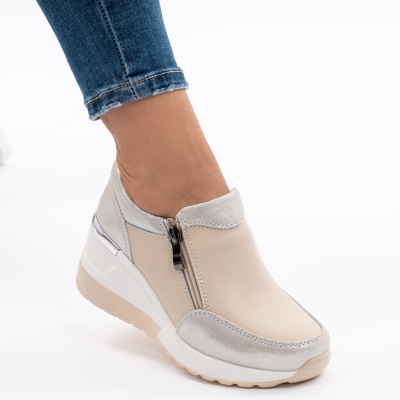Pantofi Talpa Ortopedica Piele Naturala Bej ZT-06