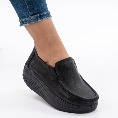 Pantofi Talpa Ortopedica Piele Naturala Black MM210