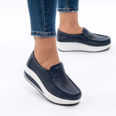 Pantofi Talpa Ortopedica Piele Naturala Bleumarin A522