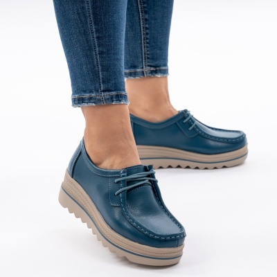 Pantofi Talpa Ortopedica Piele Naturala Blue 1-1151