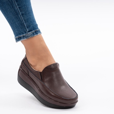 Pantofi Talpa Ortopedica Piele Naturala Maro 1158