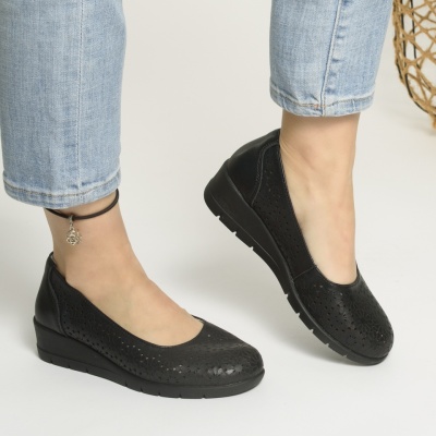 Pantofi Talpa Ortopedica Piele Naturala Negri F002-377