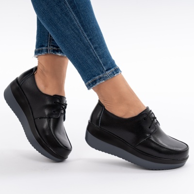 Pantofi Talpa Ortopedica Piele Naturala Negru 1168