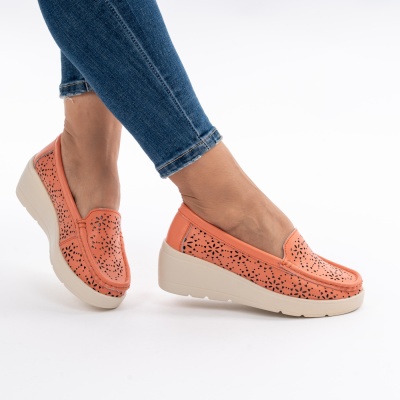 Pantofi Talpa Ortopedica Piele Naturala Orange AN3125