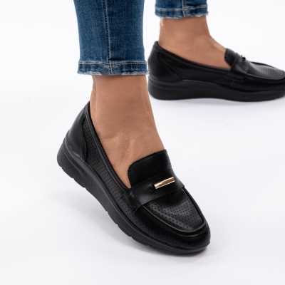 Pantofi Talpa Ortopedica Piele Naturala Q783 Negri